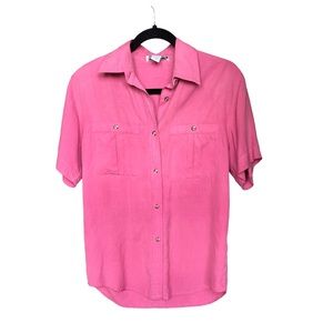 Anna and Frank Silk Pink Button Down Short Sleeve Small
